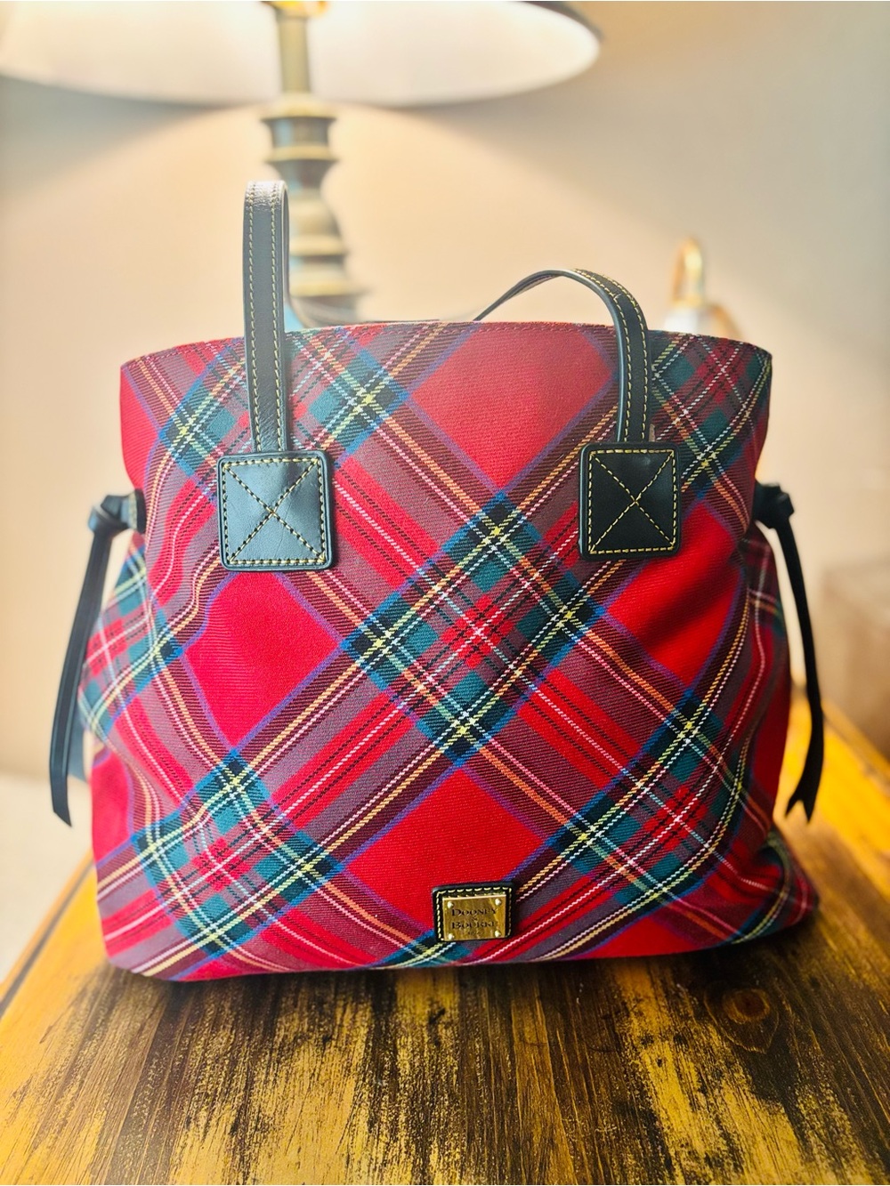 NEW Dooney & BOURKE Plaid Red Tartan LG Tote Bag